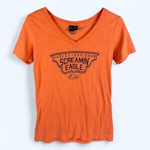 Harley Davidson Screamin Eagle Women's Tshirt Orange Large